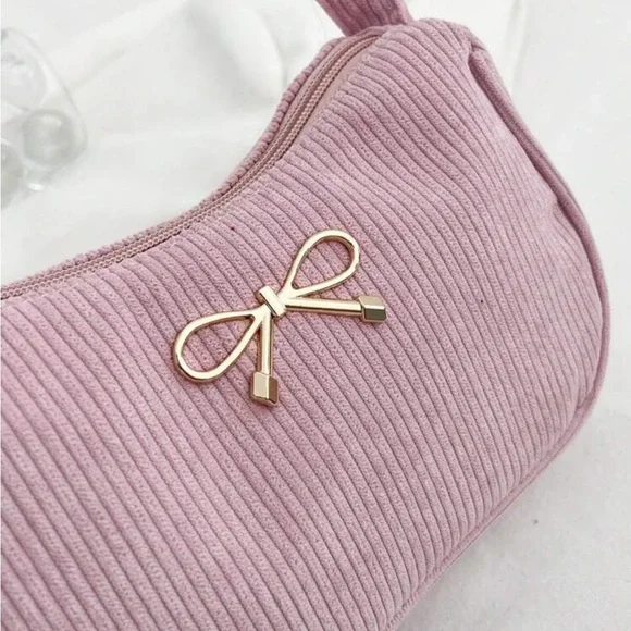 ⚠️Clearance Gold Bow Accent Pink Lightweight Women's Shoulder Bag - Picture 5 of 8